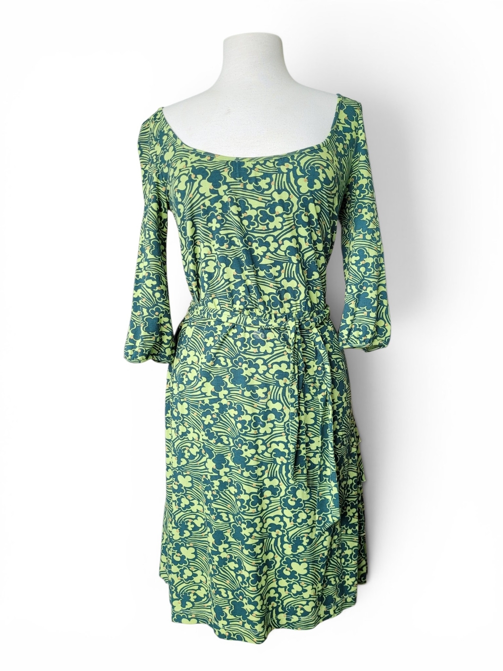 Vintage Y2K Juicy Couture Whimsigoth Dress Green Floral Jersey Small